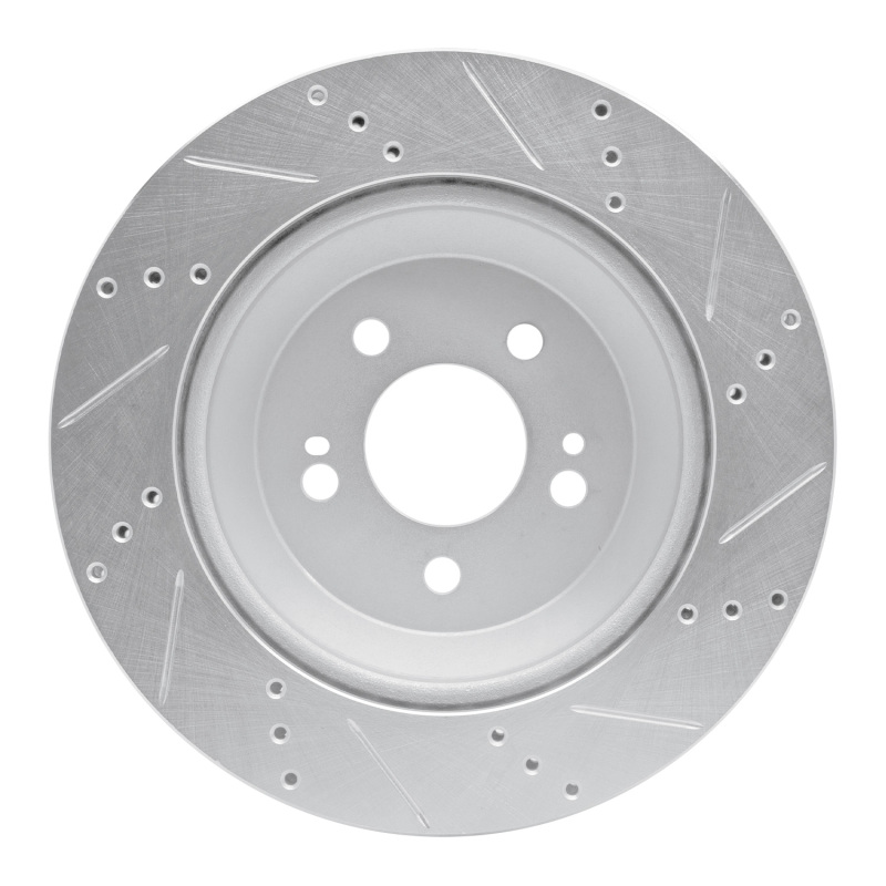Mercedes-Benz S550 Brake Rotor (1) - Rear Left - R1 Concepts - Drilled & Slotted - Silver - `15-`21